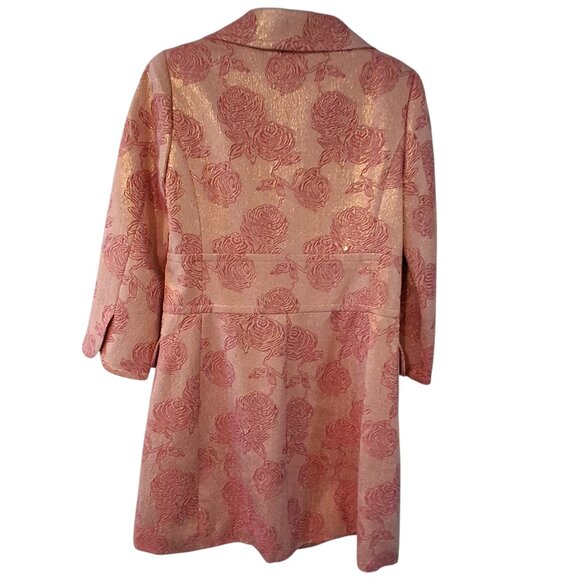 Banana Republic jacket coat womens M pink metallic silk blend 3/4 sleeve Brocade - Picture 2 of 4